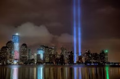 The Twin Towers: gone, in lights